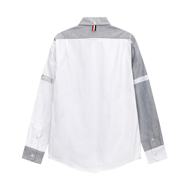 Men's Puppy Print Long-Sleeve Shirt — Back Slit, Gray & White | Thom Browne