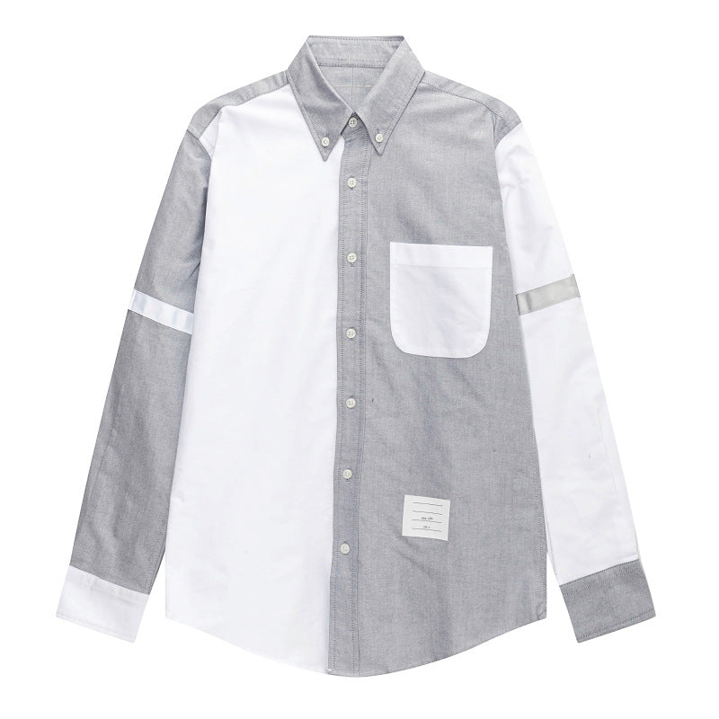 Men's Puppy Print Long-Sleeve Shirt — Back Slit, Gray & White | Thom Browne