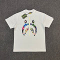 BAPE Art Camo Multicolor Patchwork Shark Face Zip Oversized Heavyweight Unisex T-Shirt