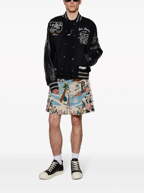 AMIRI intarsia sweater with rose embroidery