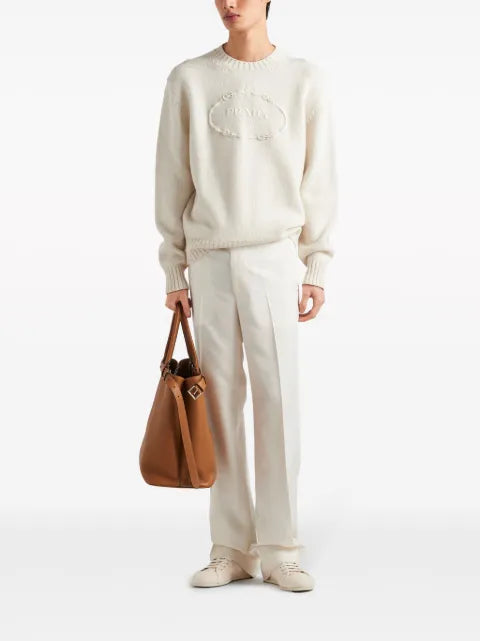 Prada logo-embroidered wool-cashmere jumper