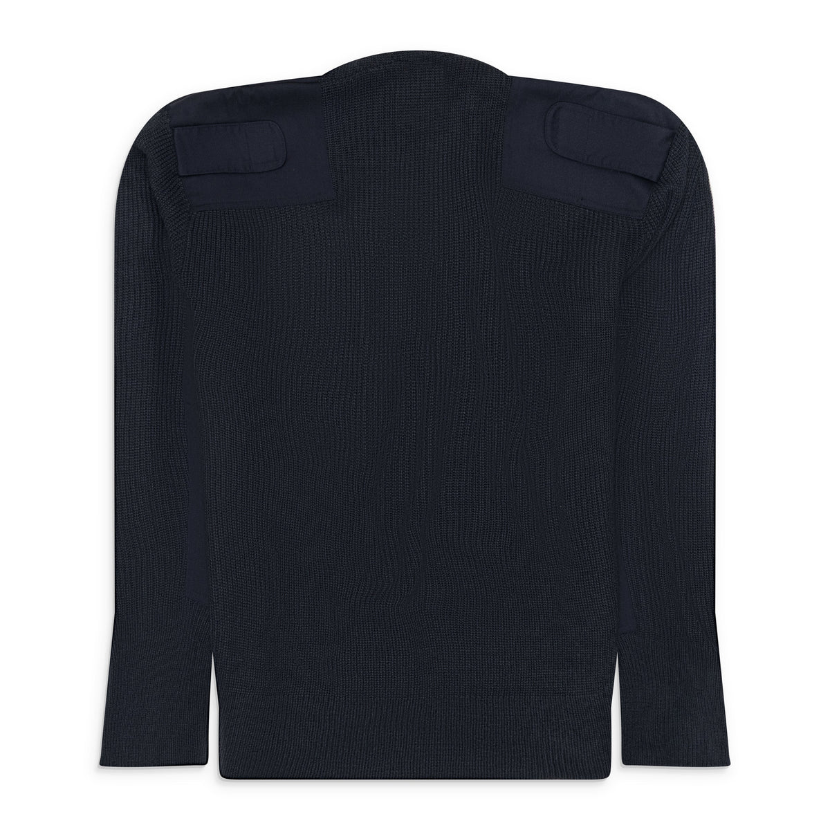 Blue Moved Neckline Military Knit Sweater