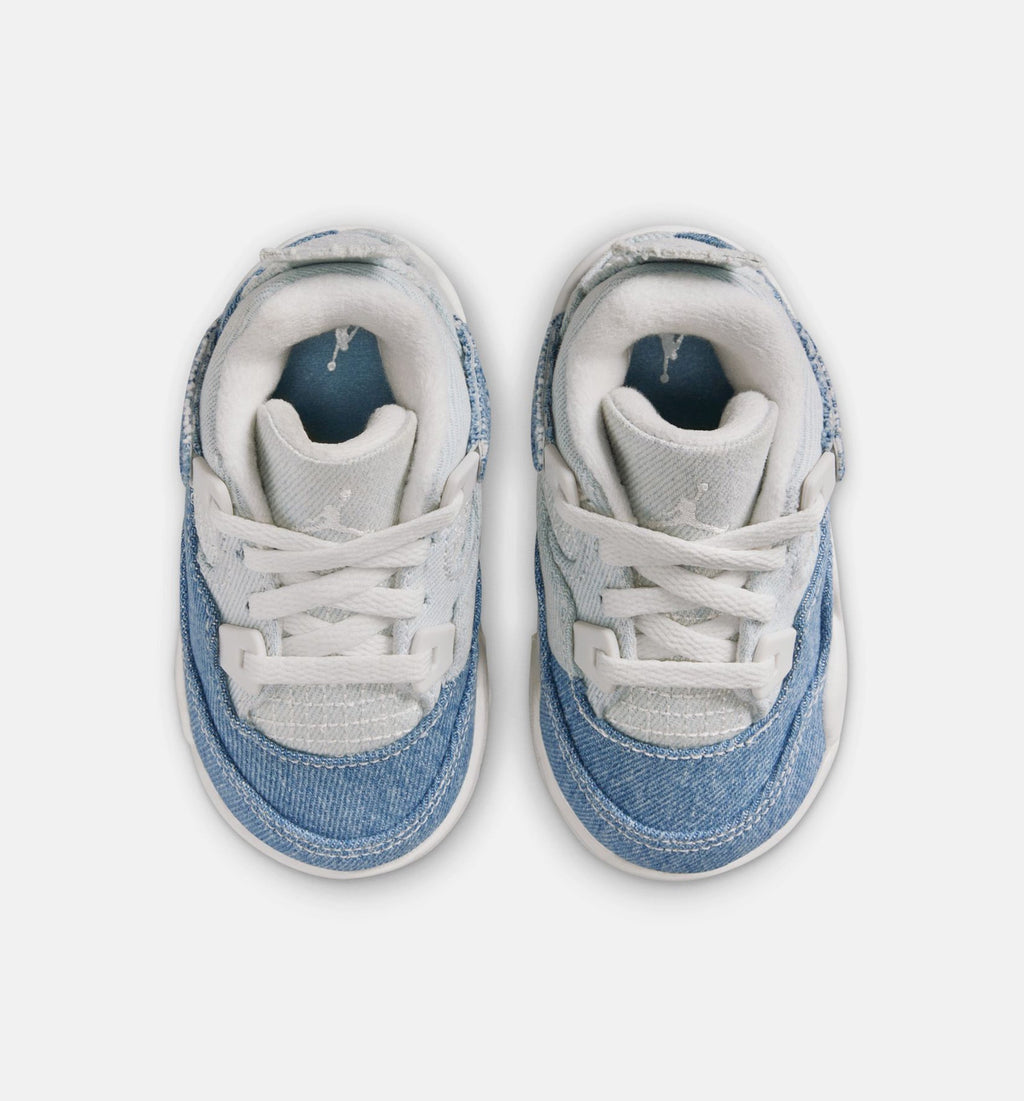 Air Jordan 4 Retro Worn Blue Infant/Toddler – Sail/Worn Blue/Metallic Gold