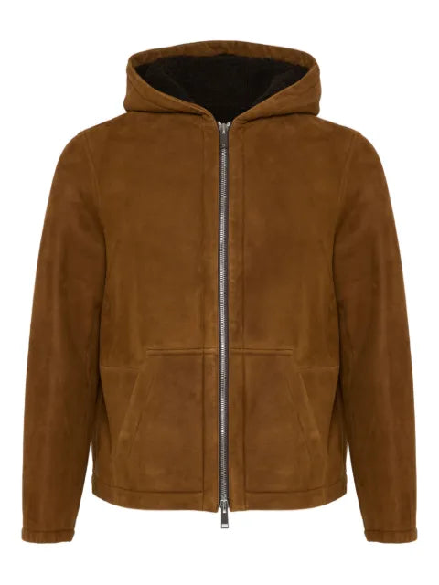 Yves Salomon hooded suede shearling jacket