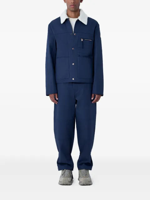 Moncler logo-patch shearling-collar jacket