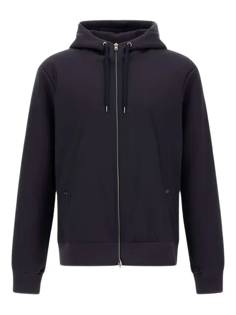 Herno ribbed panelled zip-front hoodie