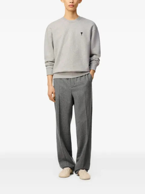 AMI Paris grey cotton sweatshirt with Ami de Coeur