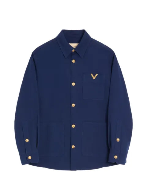 Valentino Garavani cotton gabardine shirt jacket with VGold