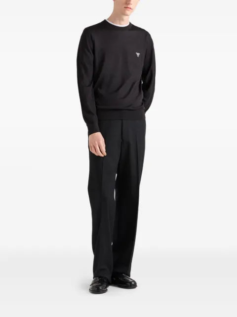 Prada logo-embroidered crew-neck sweater