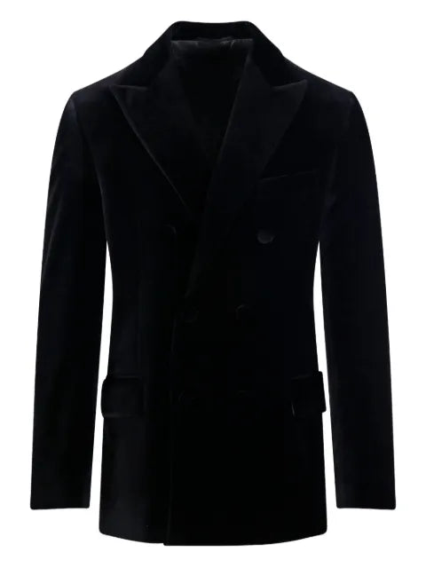 Golden Goose double-breasted blazer in black velvet with black satin lapels