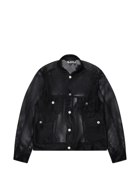 Black Comme Des Garçons mesh trucker jacket