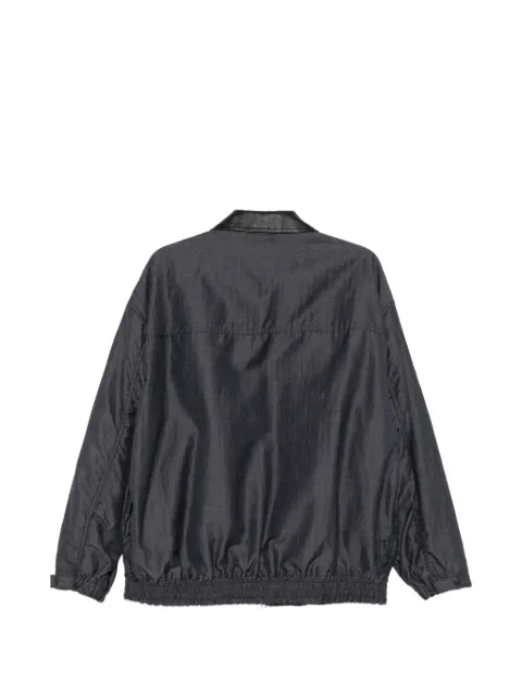 Comme des Garçons Homme leather-collar herringbone jacket