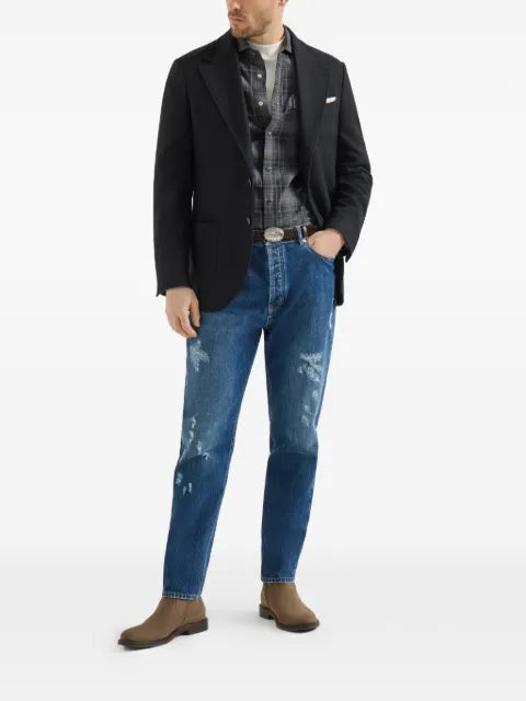 Brunello Cucinelli cashmere Panama deconstructed blazer with patch pockets