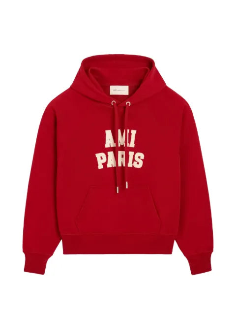 AMI Paris logo-print raglan-sleeve hoodie