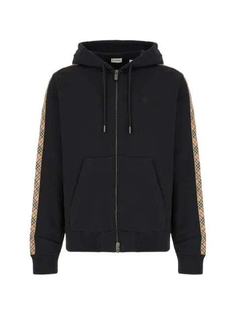 Burberry Check-stripe zip-up hoodie