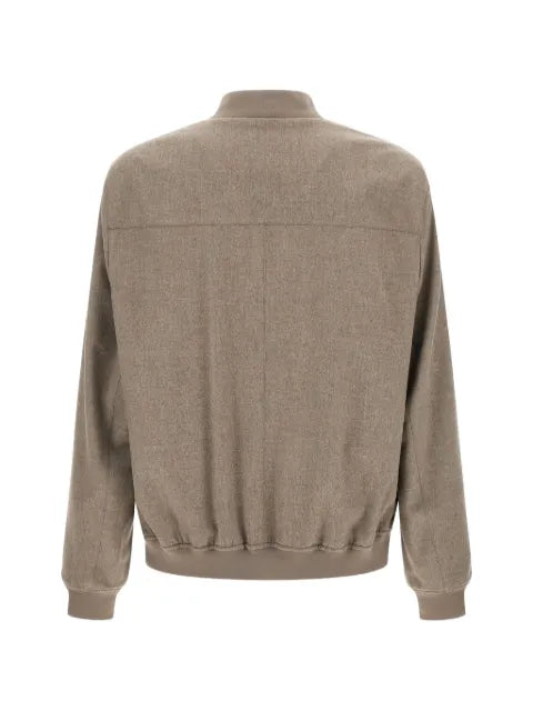Brunello Cucinelli mélange-texture zip-up bomber jacket