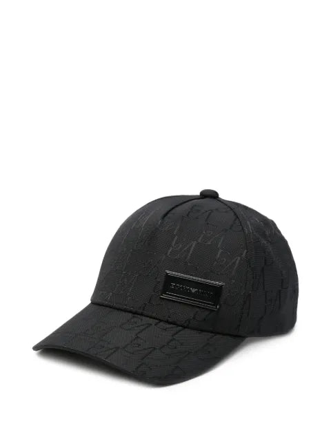 Emporio Armani baseball cap in monogram jacquard with touch-strap fastening