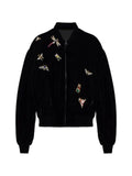 Balmain embroidered velvet insect bomber jacket