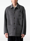 Drôle De Monsieur pinstripe-pattern logo-embroidered shirt jacket