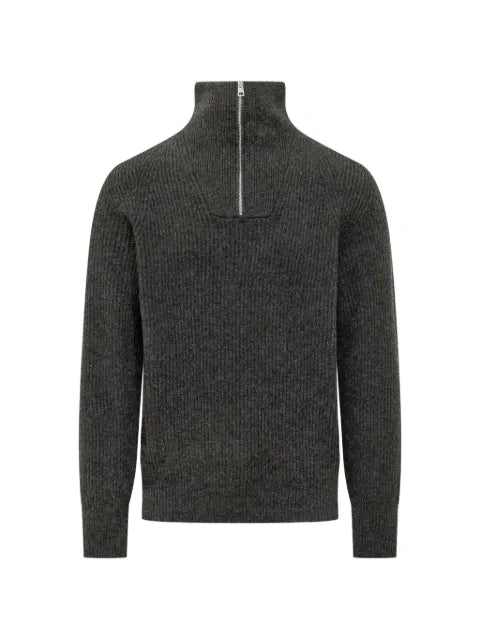 AMARANTO  ribbed-knit half-zip sweater