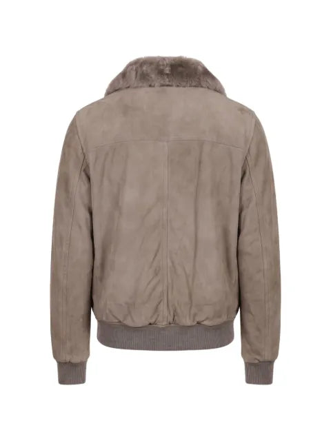 Moorer Antenore shearling-collar suede jacket