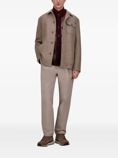 Herno virgin-wool twill shirt jacket