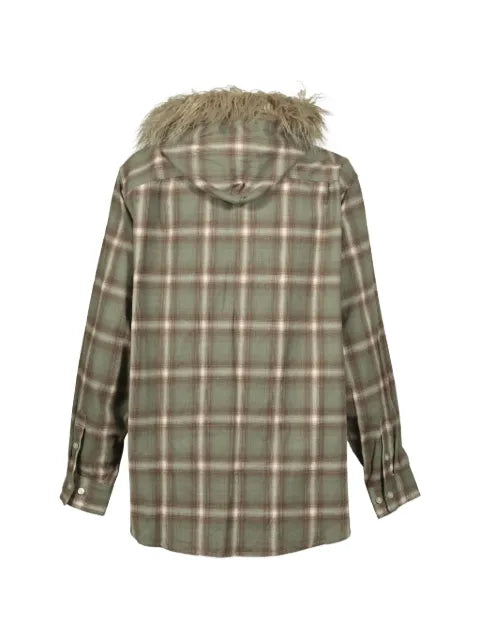 KAMIYA  faux-fur hooded overshirt