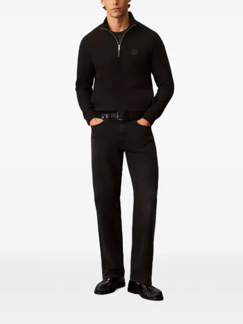 Calvin Klein quarter-zip logo-patch sweater