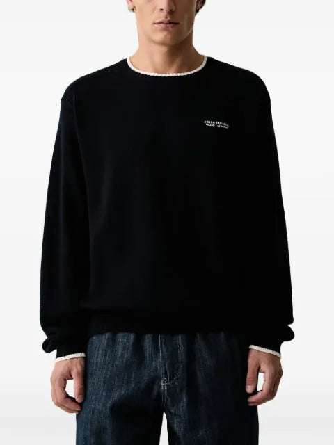 Armani Exchange logo-embroidered contrast-trim sweater