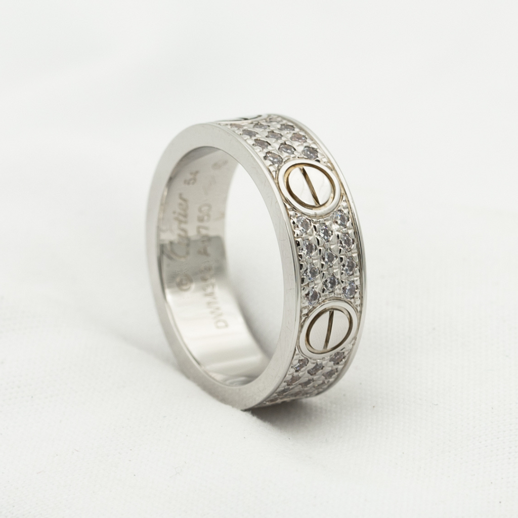 CARTIER LOVE RING 6.5MM DIAMONDS PAVED