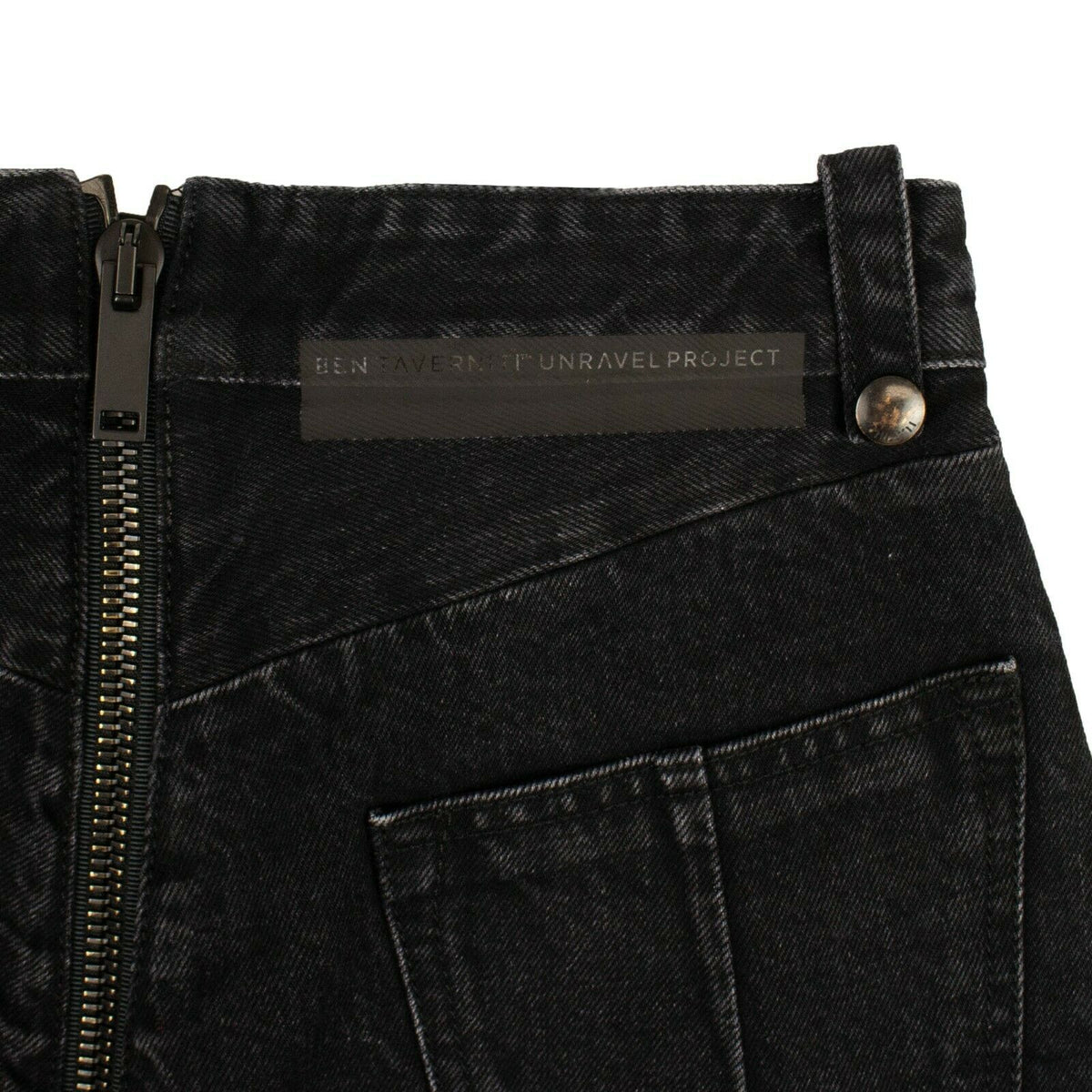 Black Denim Distressed Hem Short Pants