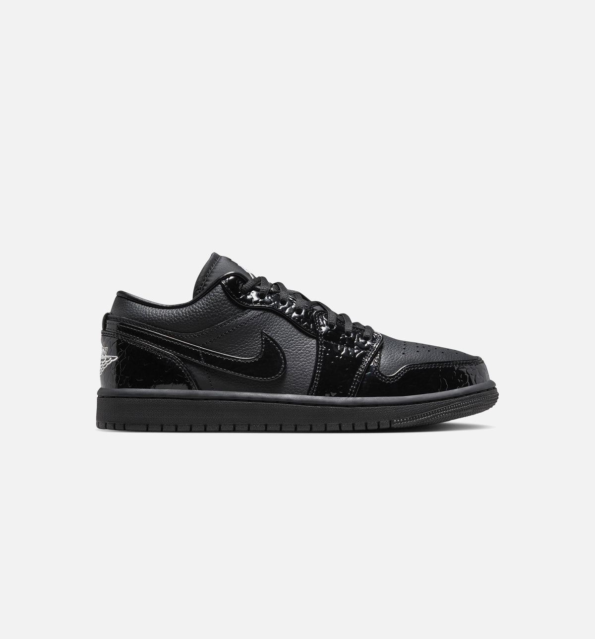 Air Jordan 1 Low Patent Elephant Women's Lifestyle Shoes - Black/Black/White/Metallic Silver