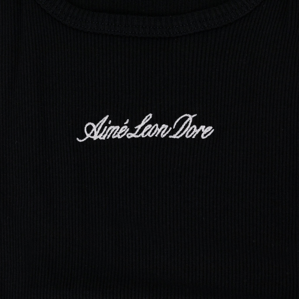 Black Embroidered Logo Tank Top