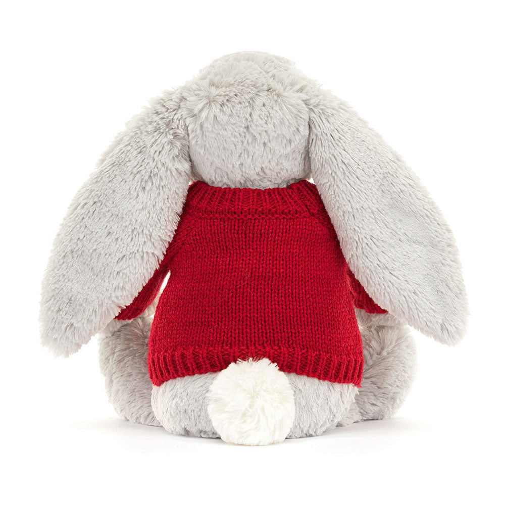 Bashful Silver Bunny with Personalized Red Jumper