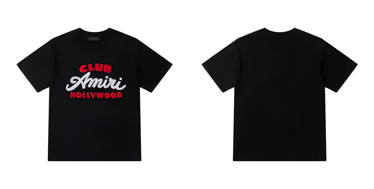 Amiri Club Letter Graphic Crew Neck T-Shirt Unisex