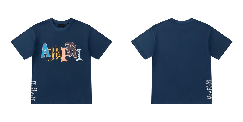 Amiri Club Letter Graphic Crew Neck T-Shirt Unisex