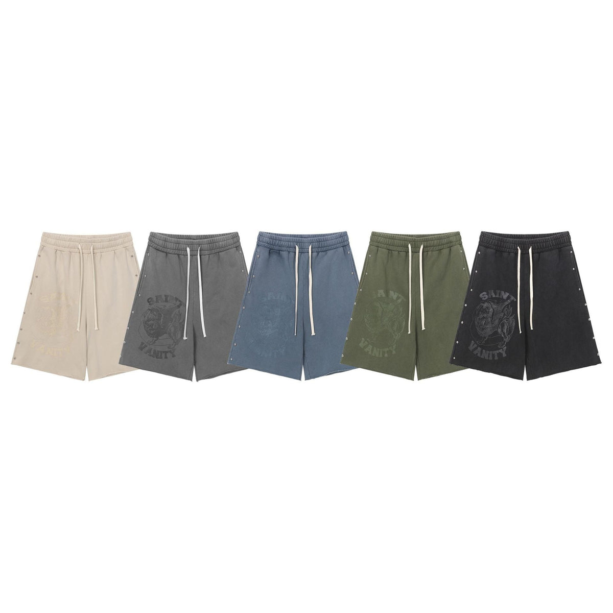 Saint Vanity Washed Rivet Oversized Tee & Shorts Set Streetwear