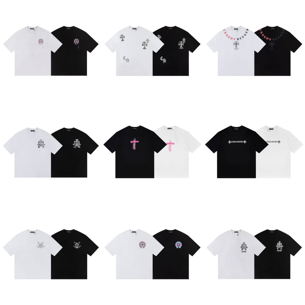 Chrome Hearts Color Sanskrit Cross Horseshoe Print Short Tee Unisex