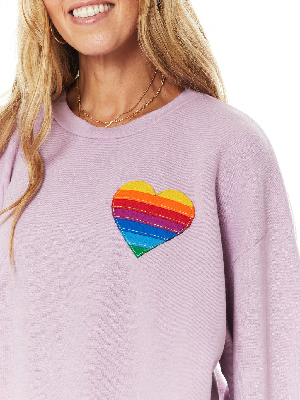 RAINBOW HEART STITCH SWEATSHIR