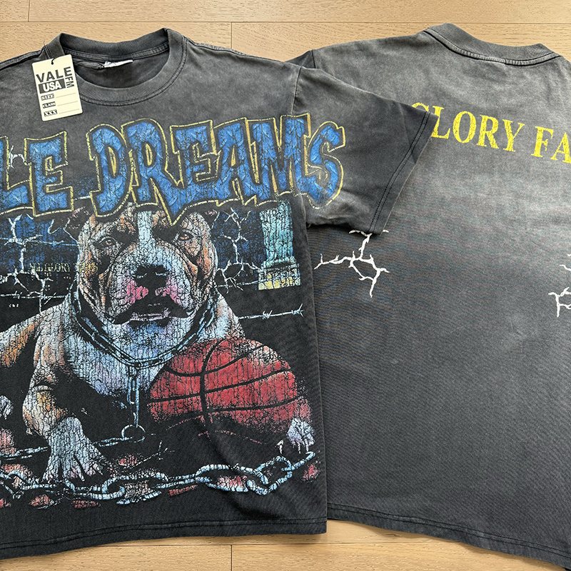 VALE USA Dreams Graphic Washed Black T-Shirt