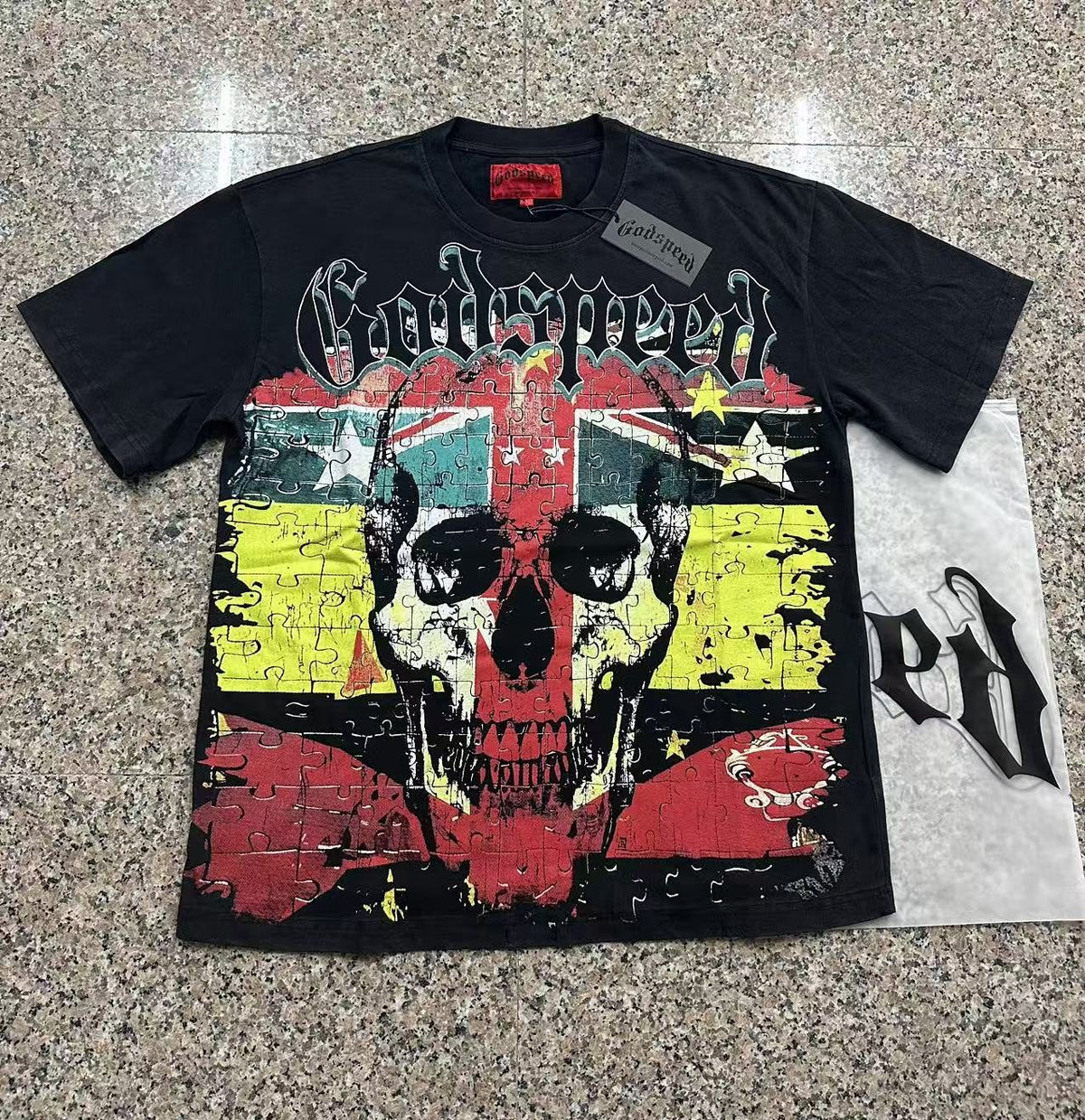 Godspeed Puzzle Skull Graphic T-Shirt