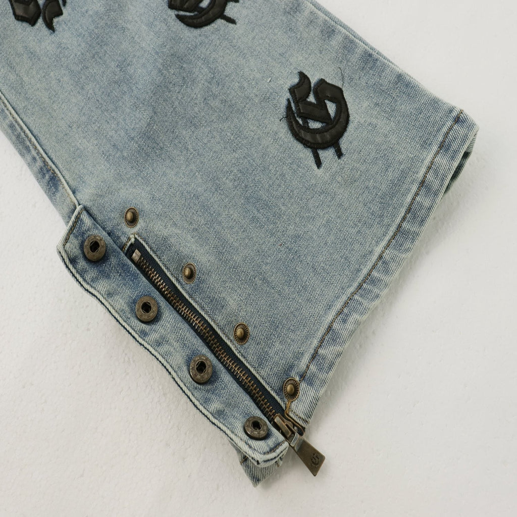 Godspeed Embroidered Washed Flared Jeans