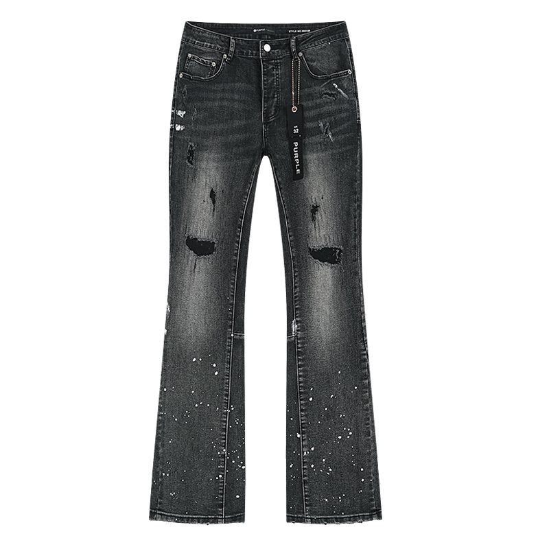 Purple Brand Black Paint-Splatter Distressed Jeans