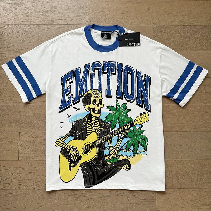 MIXED EMOTION Skeleton Guitar Graphic T-Shirt