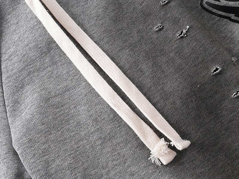 MIXED EMOTION Distressed Side-Graphic Sweat Shorts