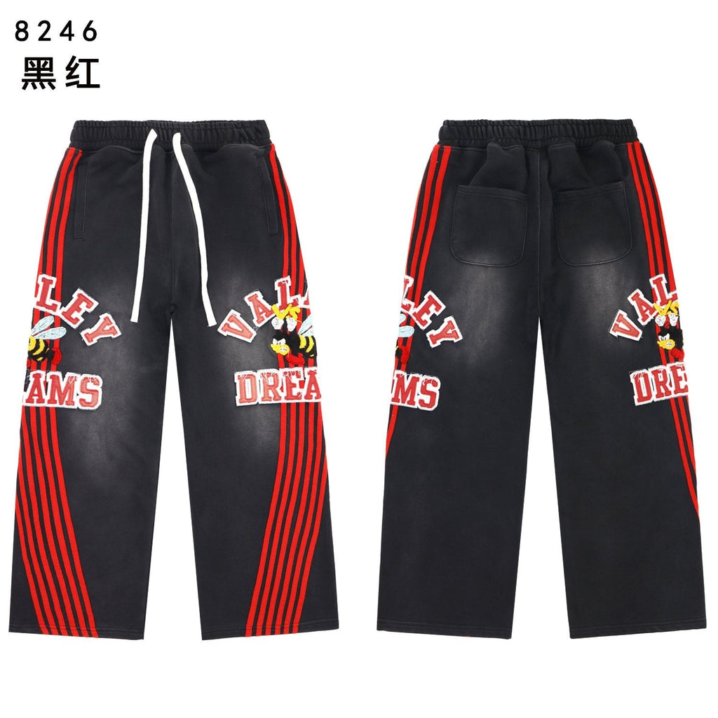 VALE USA Bee Embroidered Striped Hoodie & Sweatpants Set