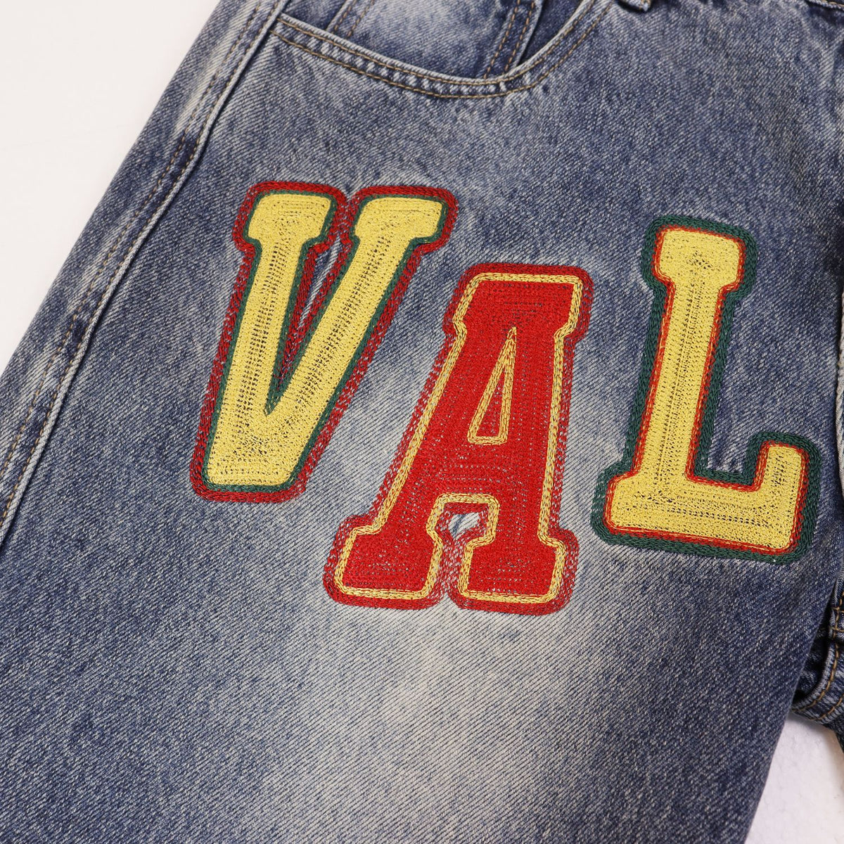VALLEY Multicolor Embroidered Denim Shorts