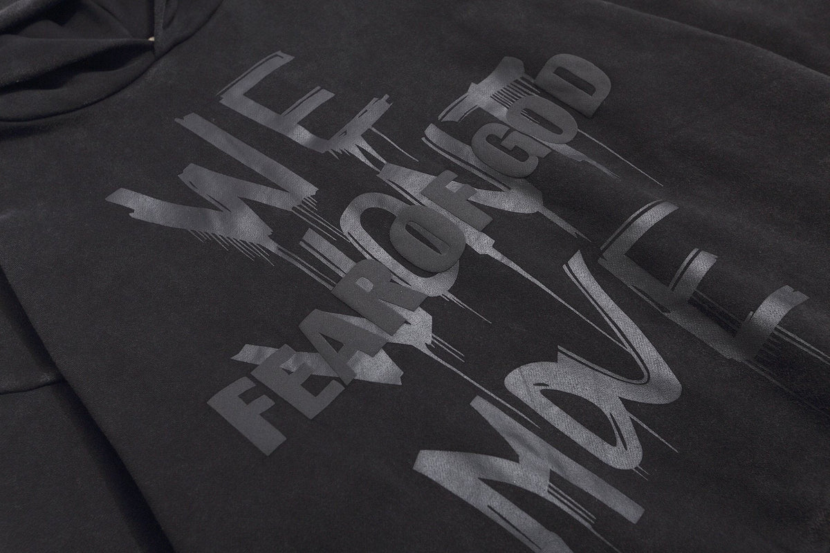 Fear of God Washed Black Side-Pocket Graphic Hoodie
