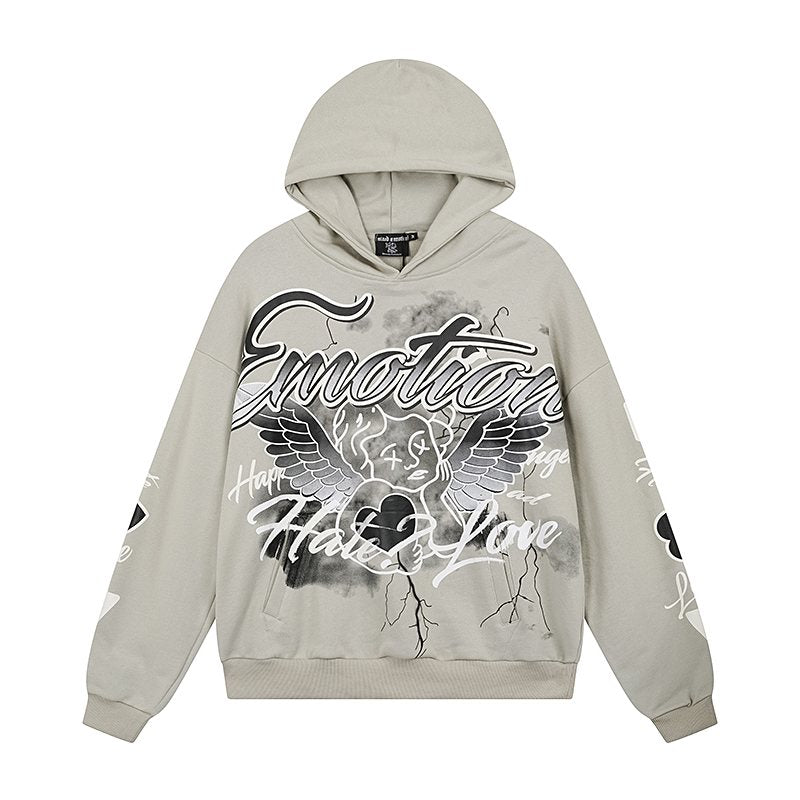 MIXED EMOTION Street Graffiti Graphic Hoodie