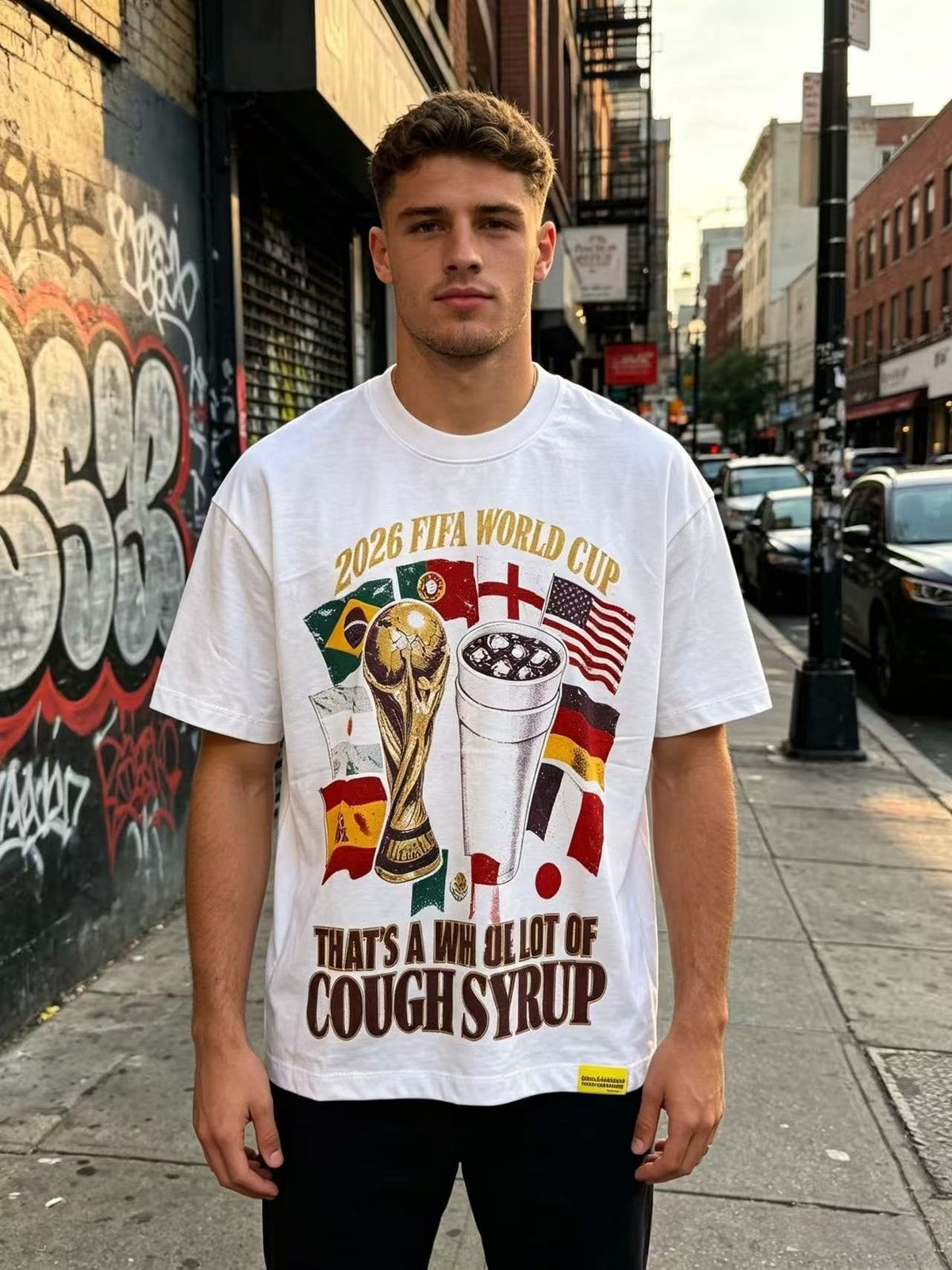 THAT'S A AWFUL LOT OF COUGH SYRUP World Cup Graphic Short-Sleeve T-Shirt